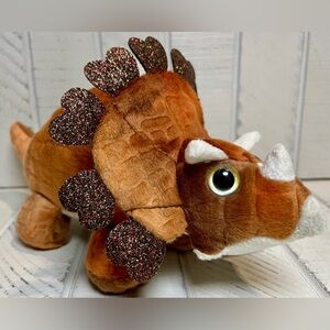Valentine’s Day Triceratops Small Plush Brown Multicolored With Glitter Love NWT